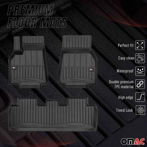 Tesla Model Y Floor Mats - Omac - Proline Premium TPE 3 Pcs - Black - '20-'25 Tesla Model Y Floor Mats - Omac - Proline Premium TPE 3 Pcs - Black - '20-'25